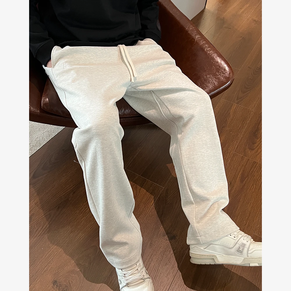 YIHAO STUDIO春季男士休闲裤宽松直筒运动裤纯色百搭美式长裤潮流