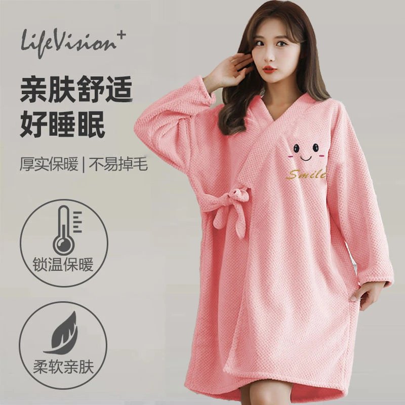 长袖浴袍女可穿式浴巾吸水速干保暖不掉毛洗澡专用浴裙Y