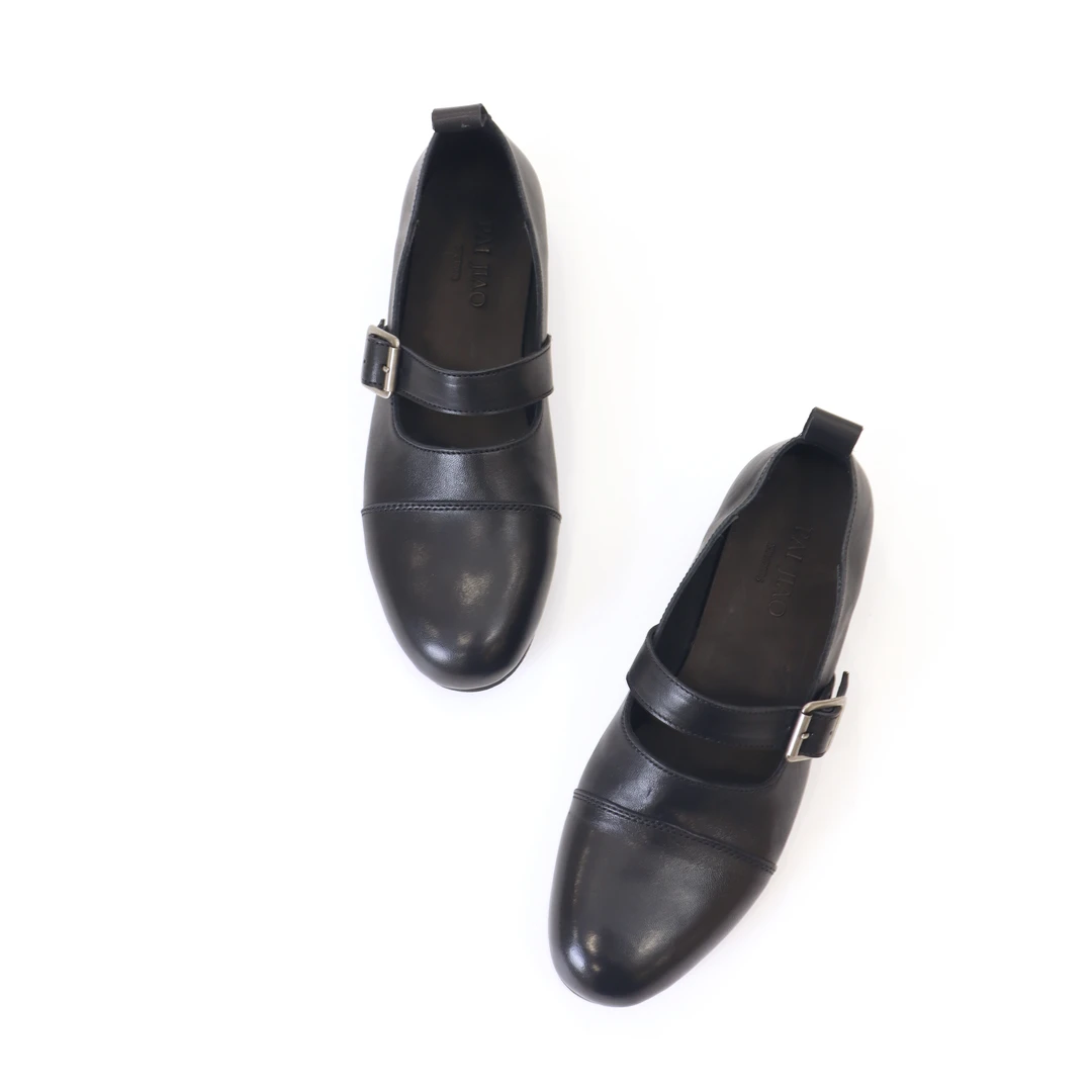 望前~新款手制通勤单鞋中古一字带玛丽珍马皮乐福鞋950