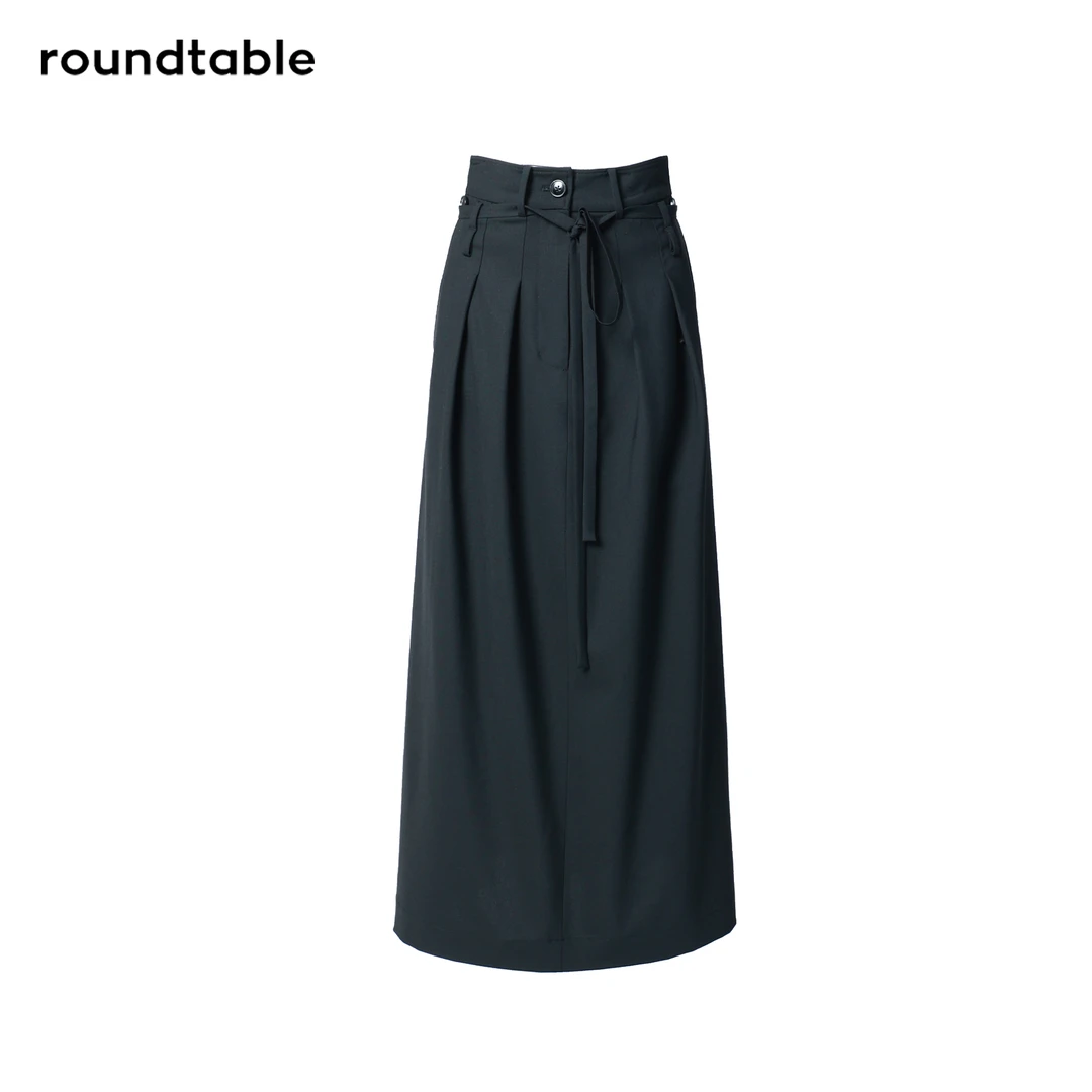 设计师款新款藏青色复古中长款半身裙（普通版）TFW2106199