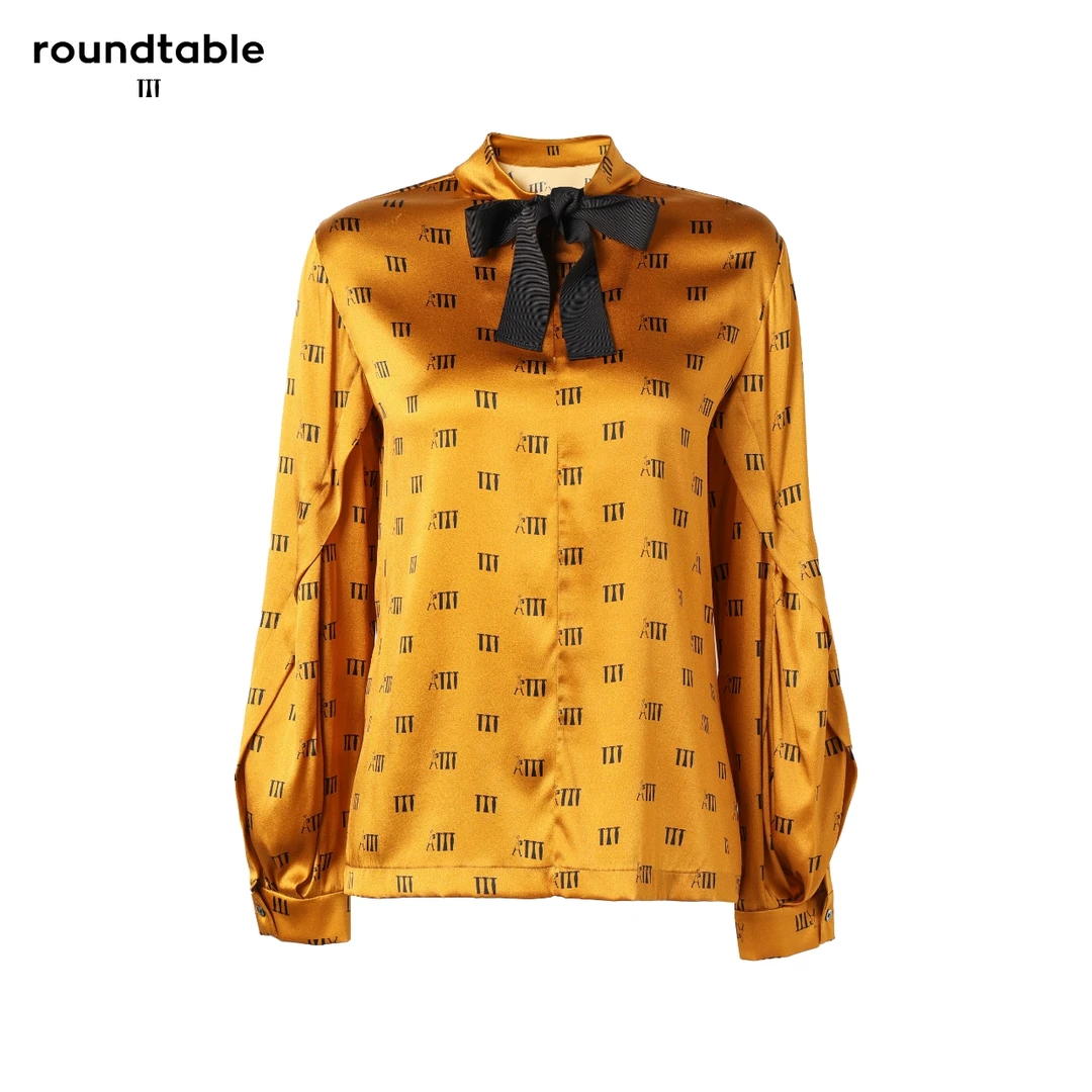 新款洋气长袖时尚女百搭小衫圆领气质翻领logo衬衫TDW3404963