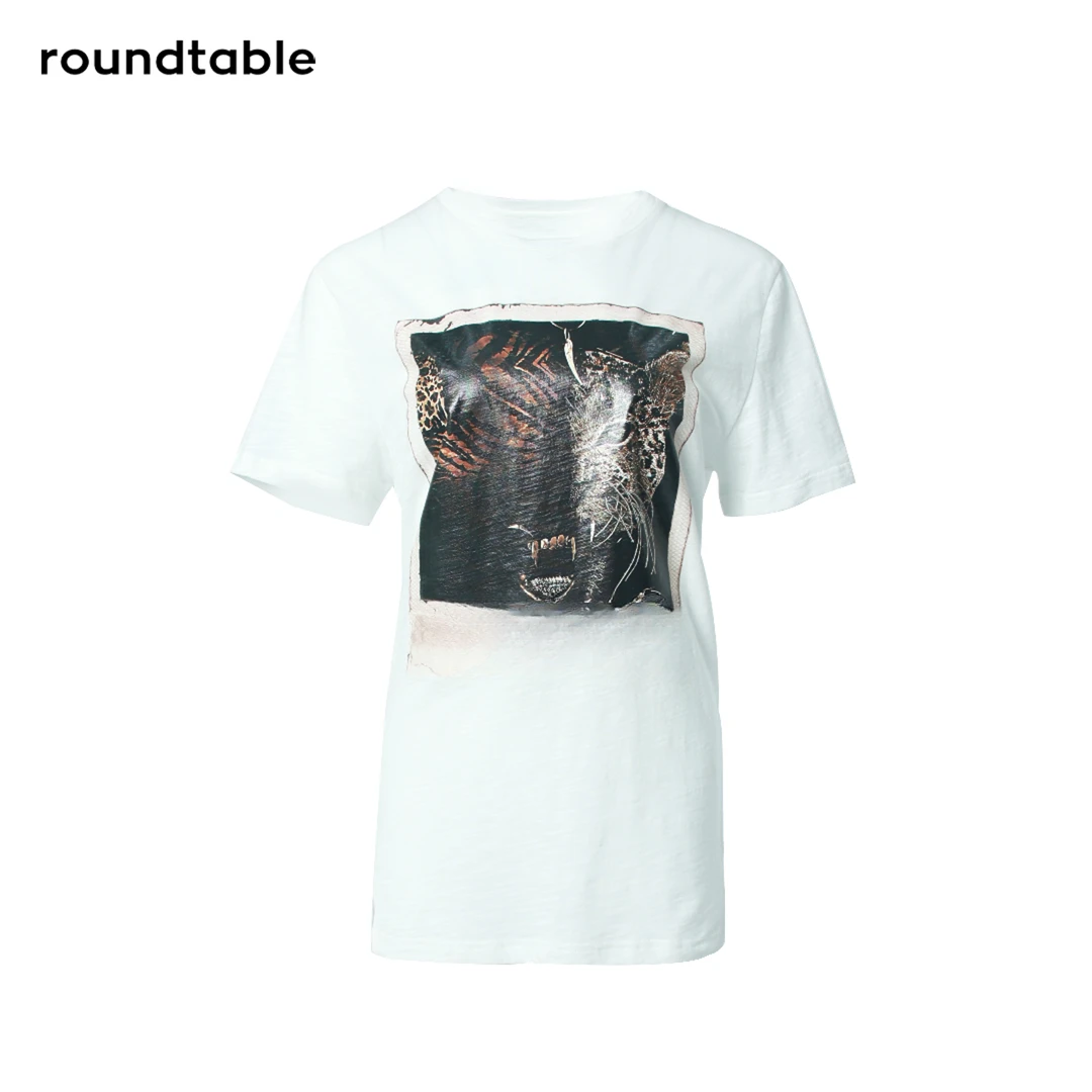 白色圆领休闲宽松轻奢时尚百搭夏季春夏狂野印花T恤 TFS3206078