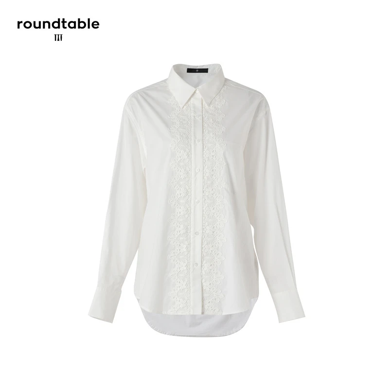 复古蕾丝花边宽松白衬衫 TFS3106119