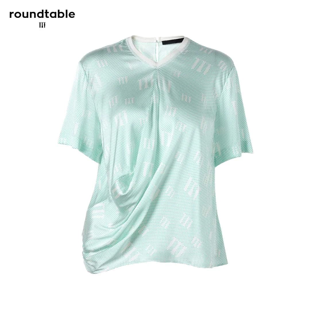 时尚休闲设计师印花打褶夏季半袖上衣户外跑步ol宽松TDS3403791