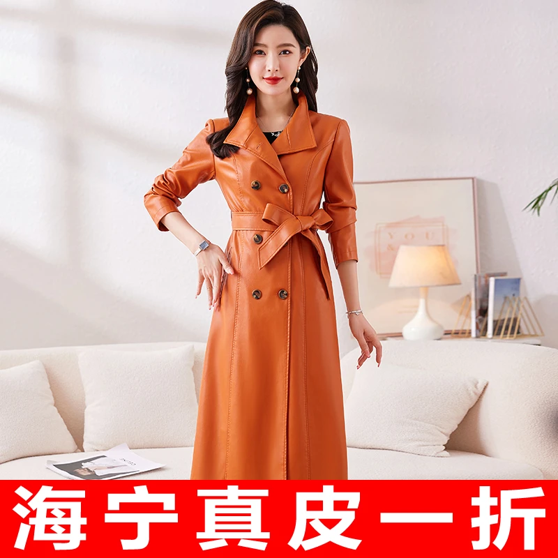 海宁真皮皮衣女长款韩版修身时尚显瘦绵羊皮大码新款夹克外套2388