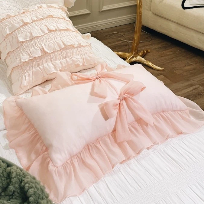 （含芯）欧根纱抱枕 可拆洗粉丝浮力30x60公主风