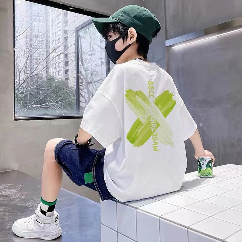 男童棉短袖夏季2025年新款韩版洋气中大童夏装T恤儿童时髦半袖t