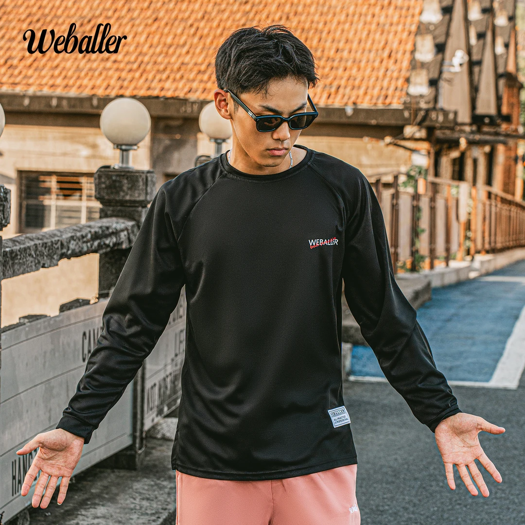 Weballer背影系列长袖投篮服圆领速干透气运动宽松篮球服