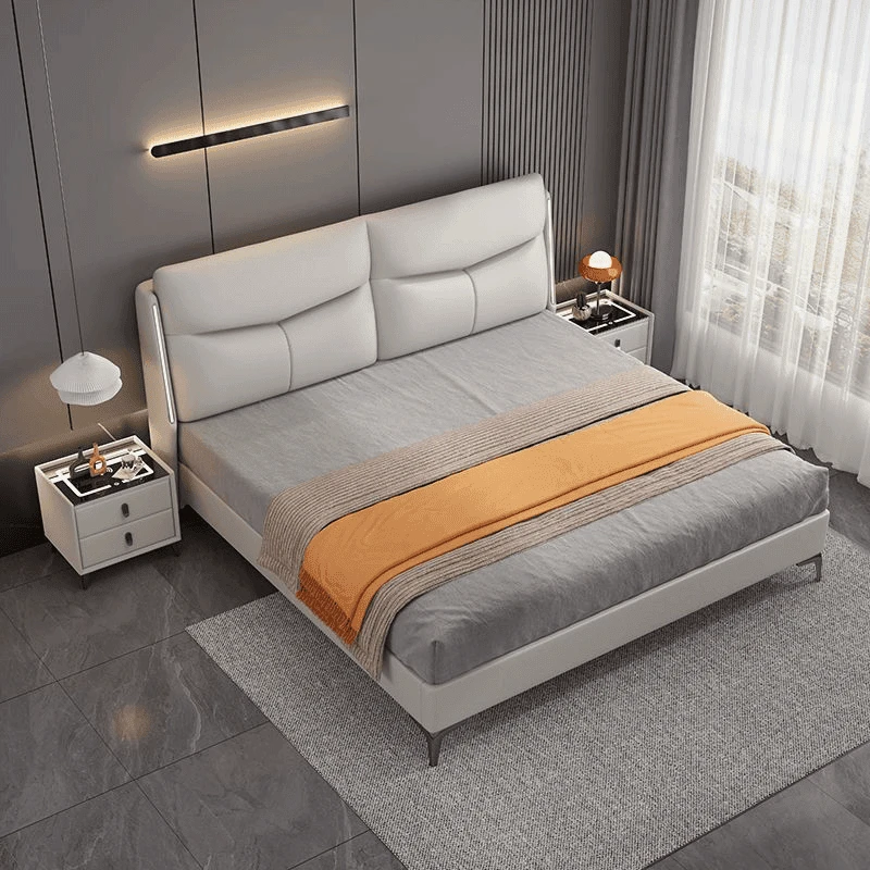 现代简约轻奢双人主卧大床软包皮床环保家用主卧大床