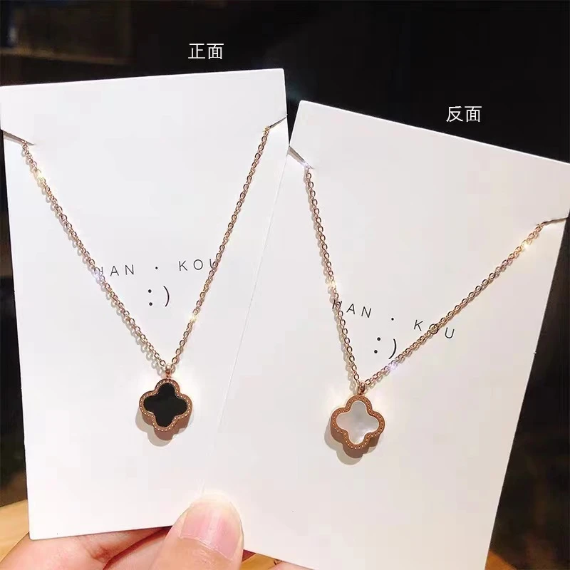 钛钢项链  双面四花项链—（XL01）气质
