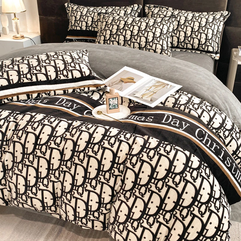 轻奢冬季加厚牛奶绒四件套保暖珊瑚绒床单被套法兰婴儿绒床上用品