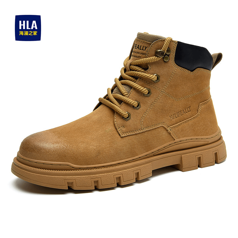 HLA/海澜之家马丁靴男工装靴百搭靴子中邦男靴厚底增高潮流大黄靴