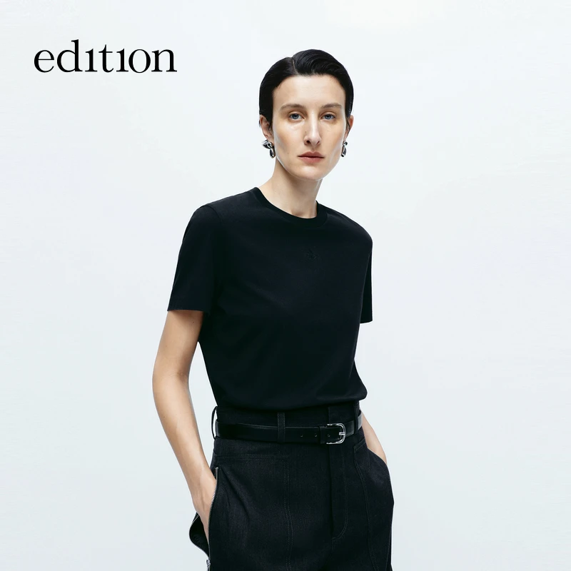 【商场同款】edition冬款仙鹤刺绣棉短袖T恤#EBD4TEE001