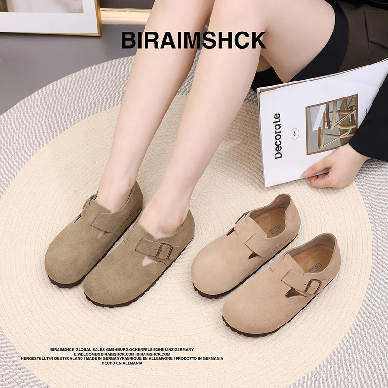 秋季新款包跟勃肯鞋真牛皮情侣款休闲软木包头拖外穿时尚百搭555