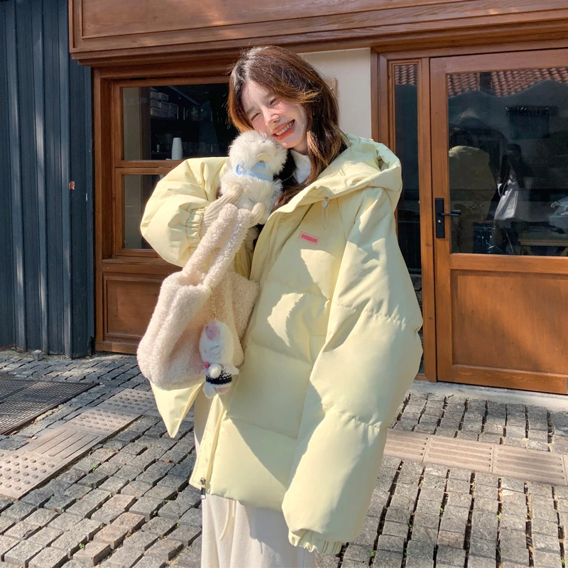 温柔风棉服外套女2024冬季新款甜美减龄奶呼呼韩系穿搭连帽面包服