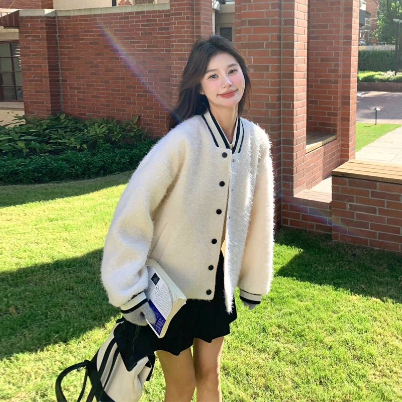 短款毛呢外套女2024冬季新款今年流行休闲韩系慵懒风呢子棒球服潮