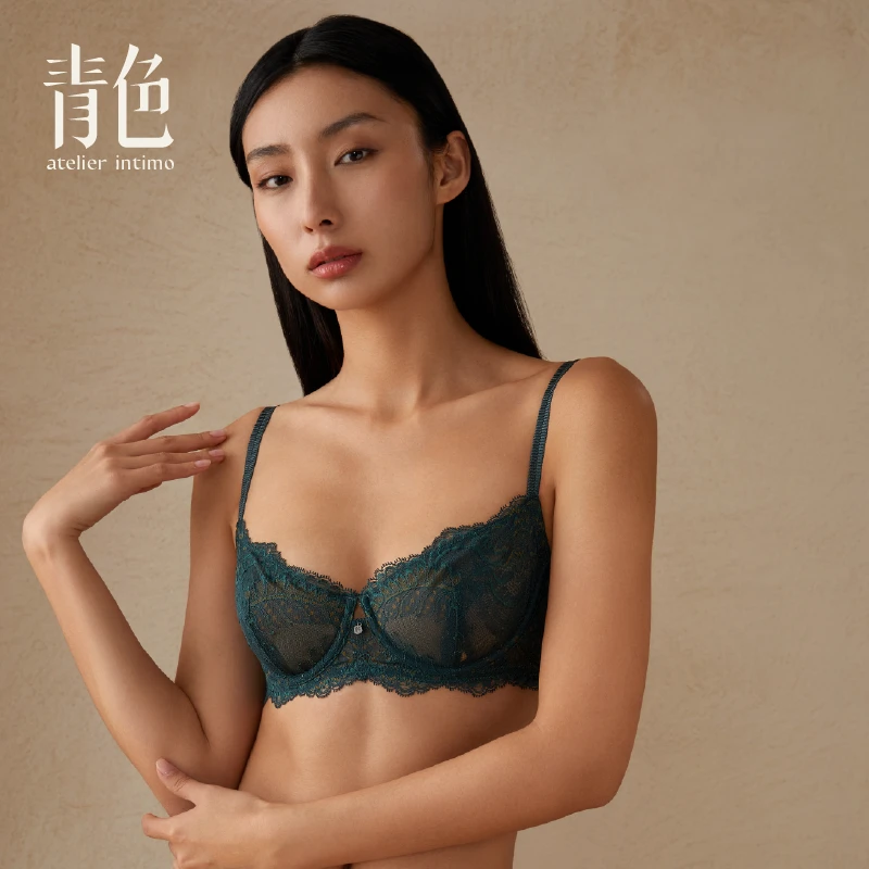 atelier intimo/青色【鸢尾5/8杯】软钢圈列维斯蕾丝内衣大胸显小