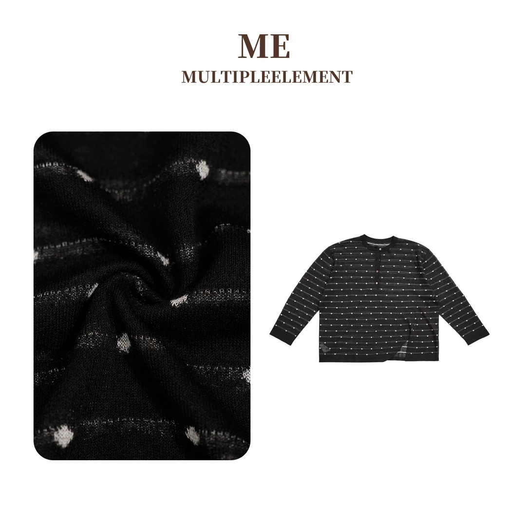 夏季“亚麻”休闲宽松舒适通勤慵懒风波点条纹针织显瘦上衣ME542162