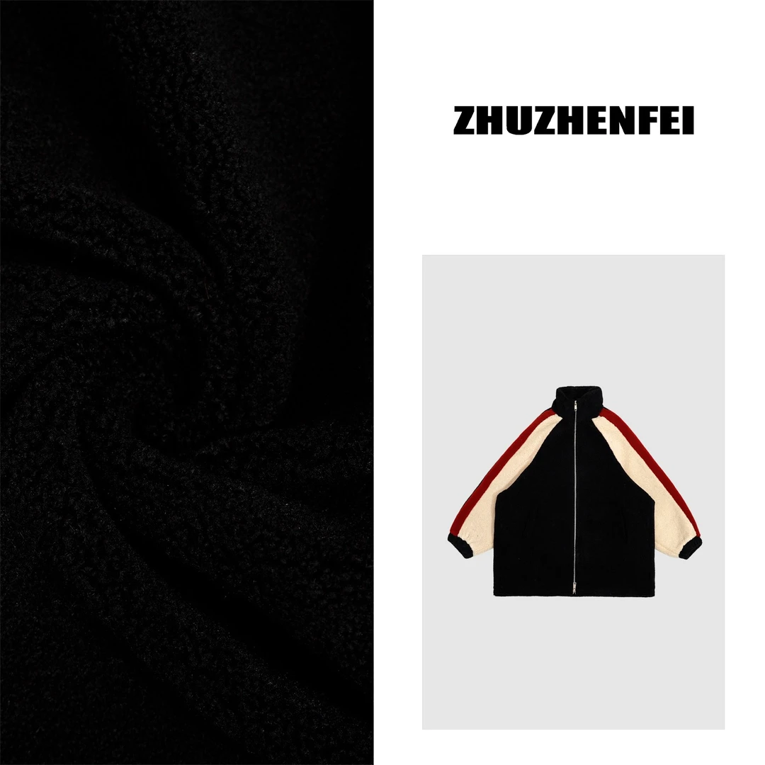 设计师【软绵绵】休闲百搭时尚简约舒适中长款加厚羔毛外套Z244065