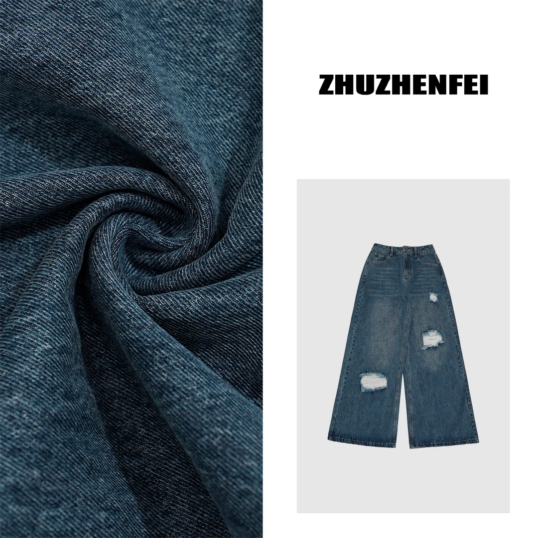 设计师原创休闲百搭宽松舒适慵懒通勤时尚阔腿牛仔裤Z351036