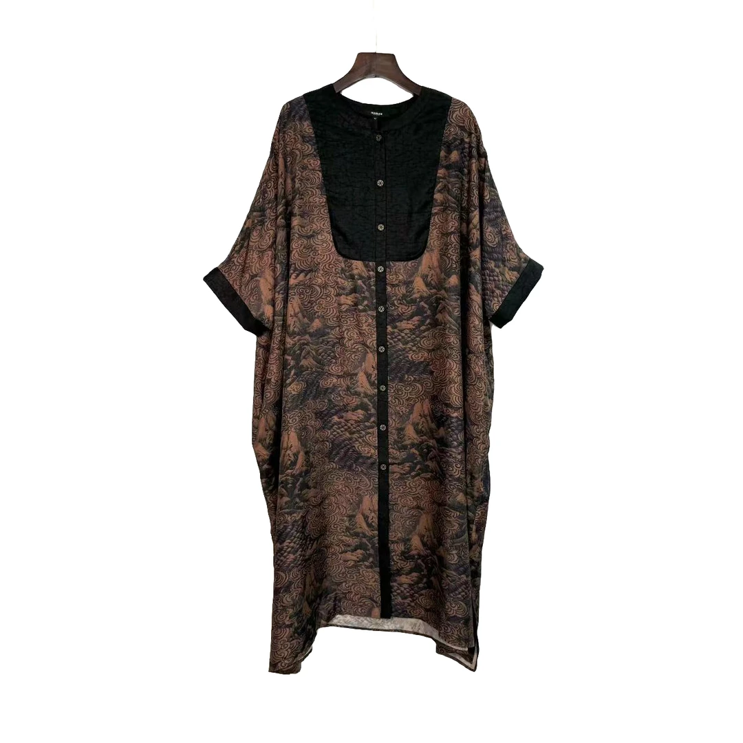 朱总服饰LQ0086香云纱拼接连衣裙