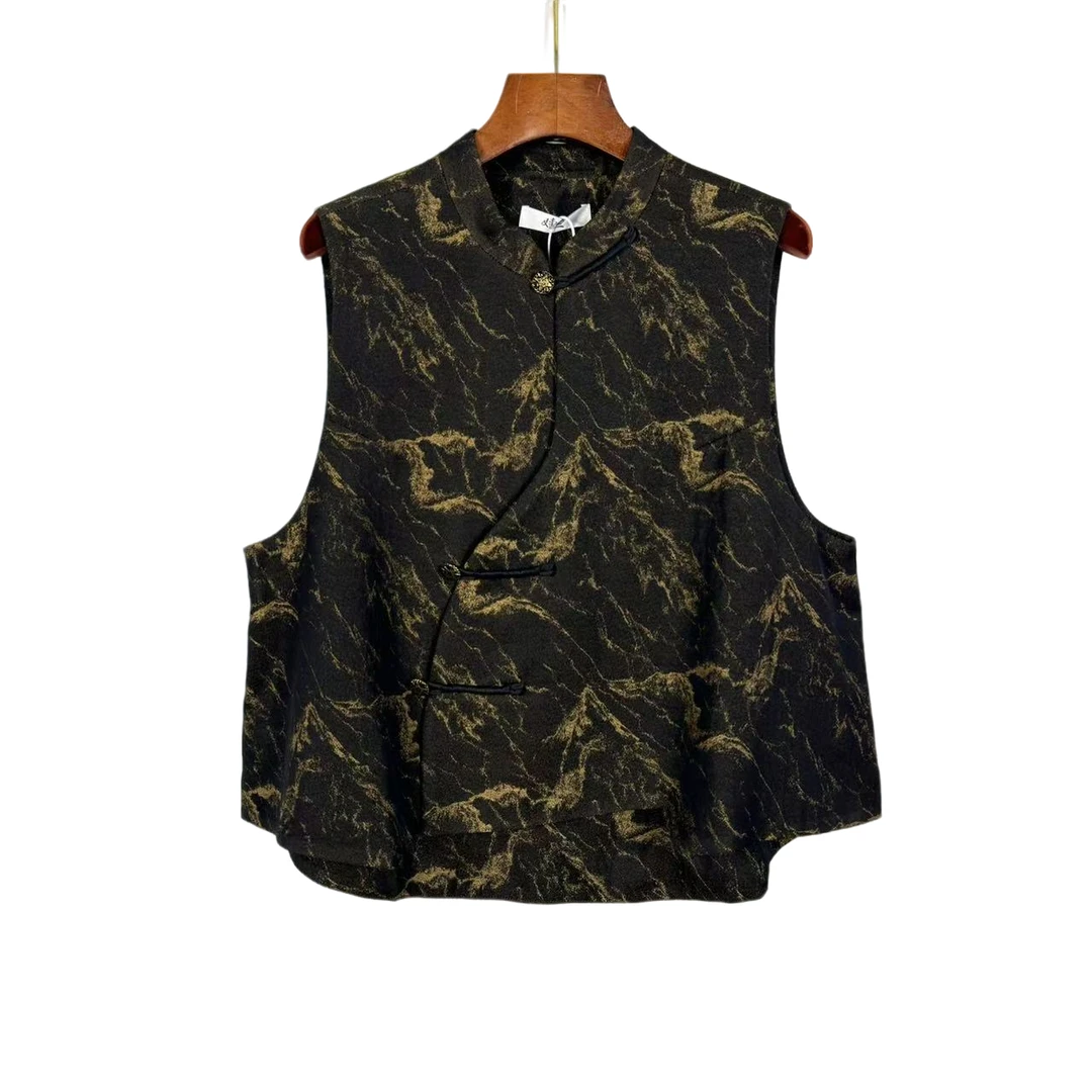 朱总原创设计江山万里3612新款时尚醋酸马夹