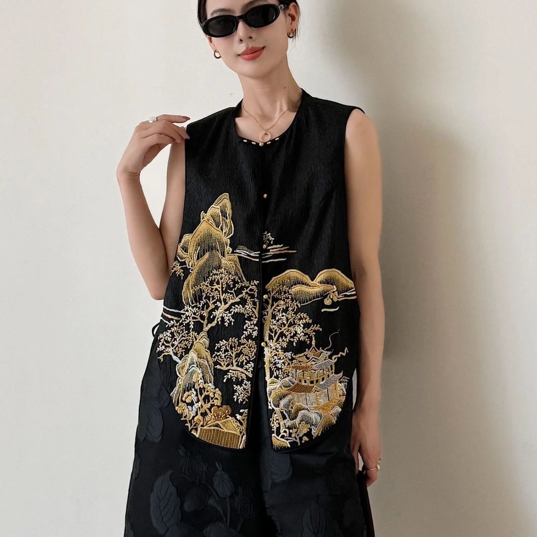 朱总服饰H490146G新款时尚香云纱马夹