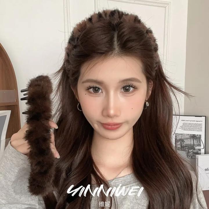 韩系复古豹纹带齿毛绒发箍女防滑洗脸发卡2024年秋冬化妆发饰头箍
