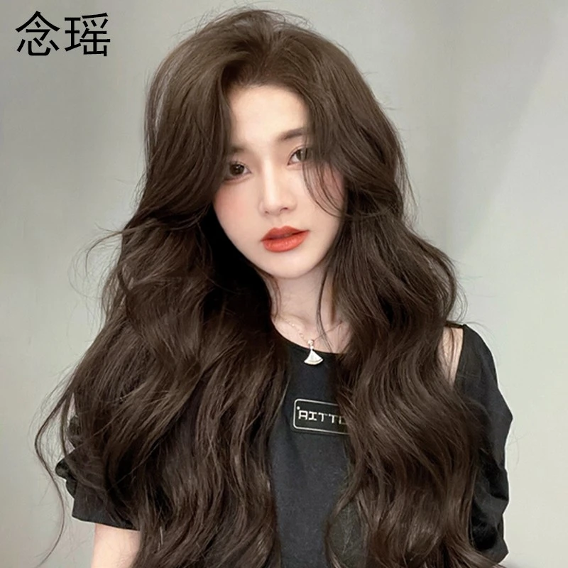 假发女长发真人发丝长卷发网红大波浪自然全头套可扎隐形递针发套