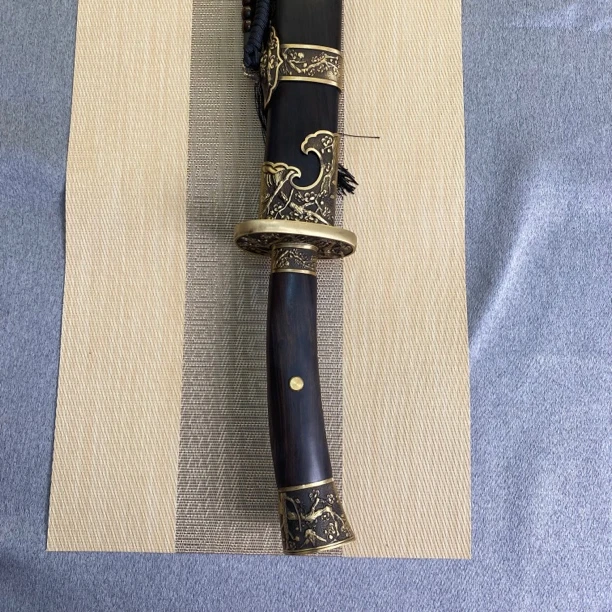 渊字号 卷草清刀 黑檀木黄铜 未开刃