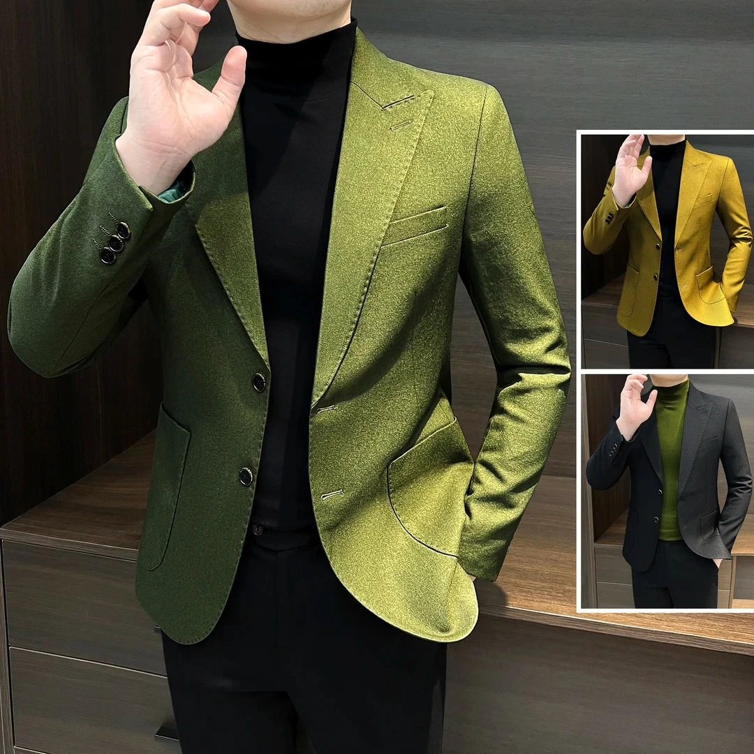 戗驳领休闲西装外套男款成熟痞帅轻奢高级感男装秋冬款男士小西服