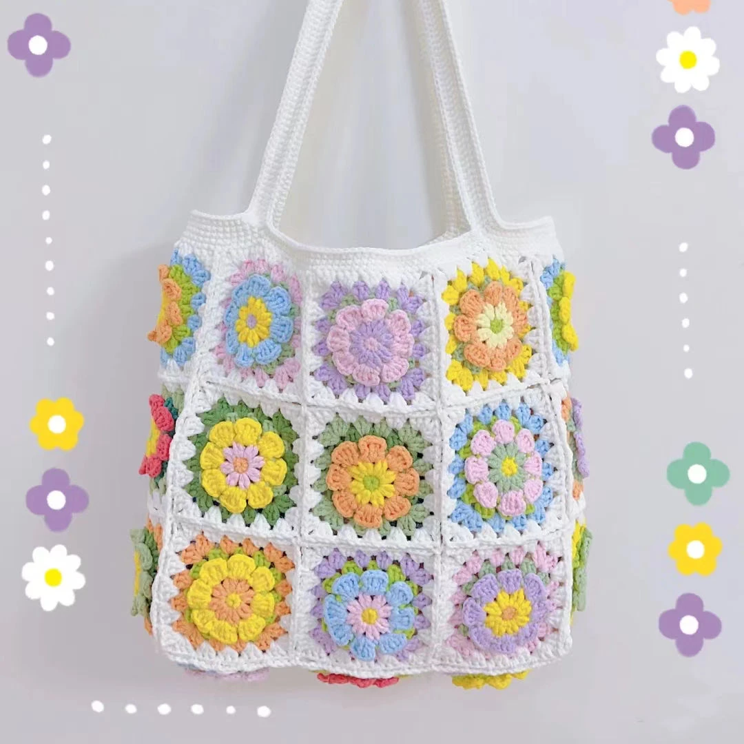 祖母格包包毛线DIY编织材料包针织复古单肩包送女朋友送闺蜜新款~