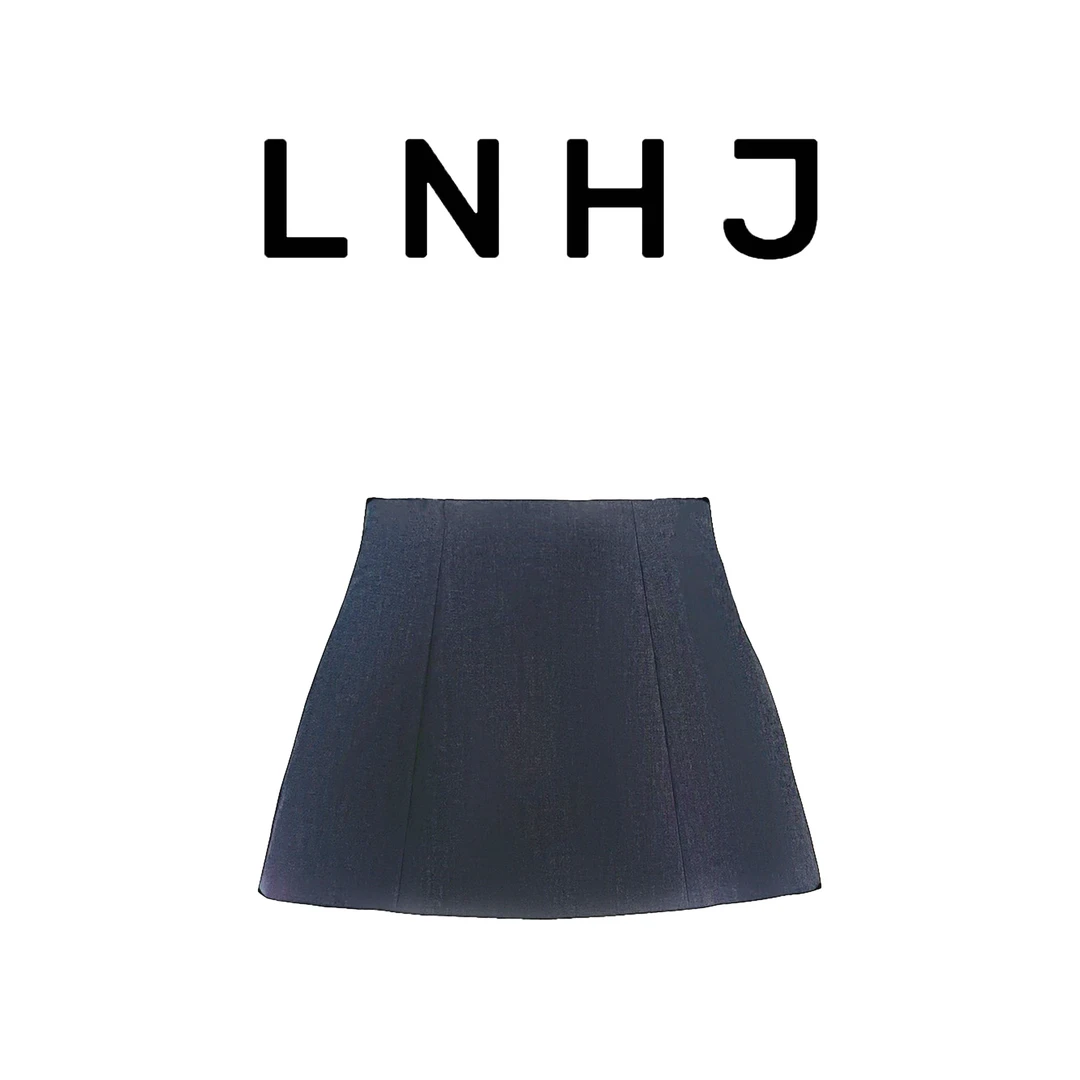 【LNHJ】轻量时尚  百搭简约大方花苞A字半身裙气质