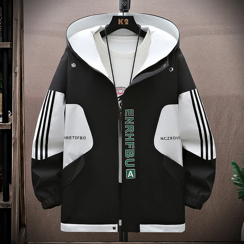 青少年春秋季休闲男外套男士连帽宽松潮流学生帅气韩版夹克外套