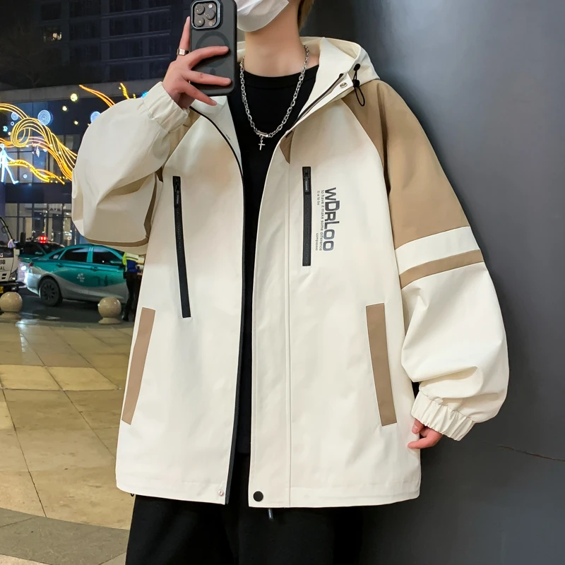 青少年春秋季休闲男外套百搭宽松潮流中学生帅气韩版夹克外套连帽