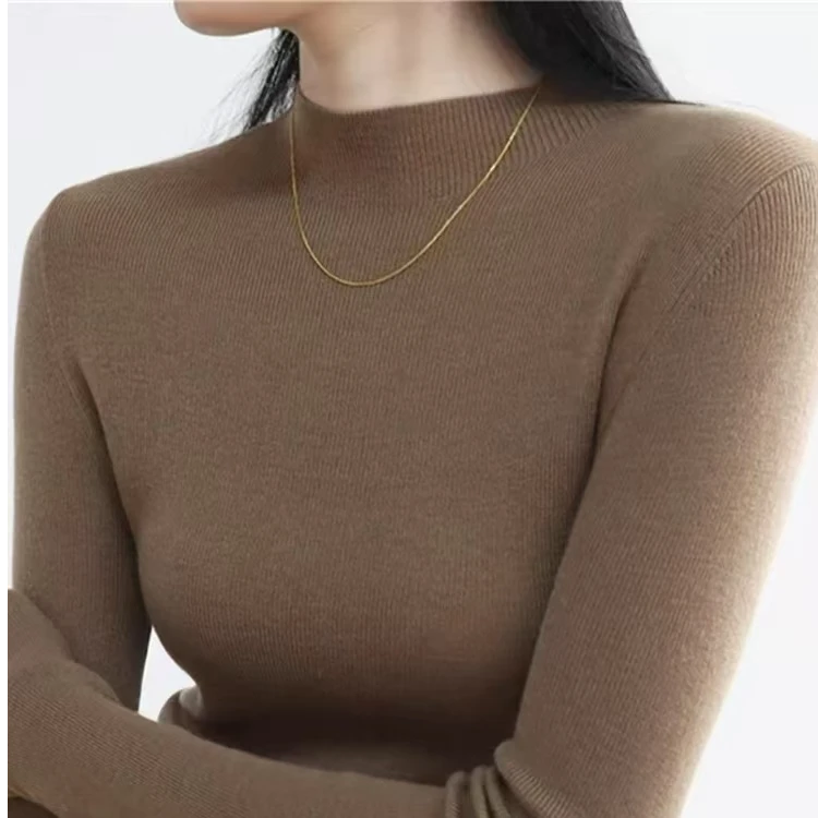 薄款半高领修身弹力打底衫针织衫毛衣