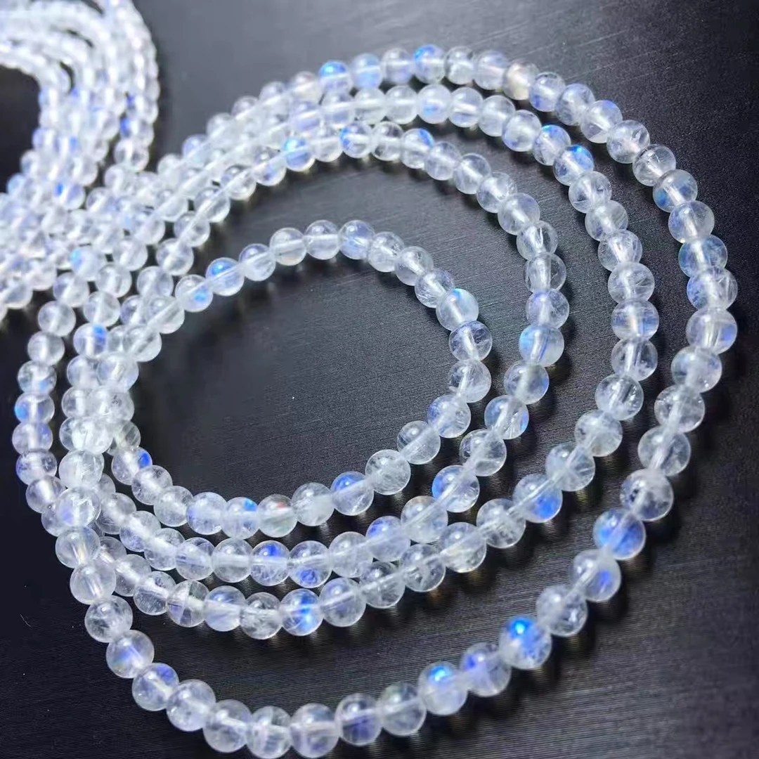 天然蓝月光多圈手串珠宝直播6mm拉长石手链