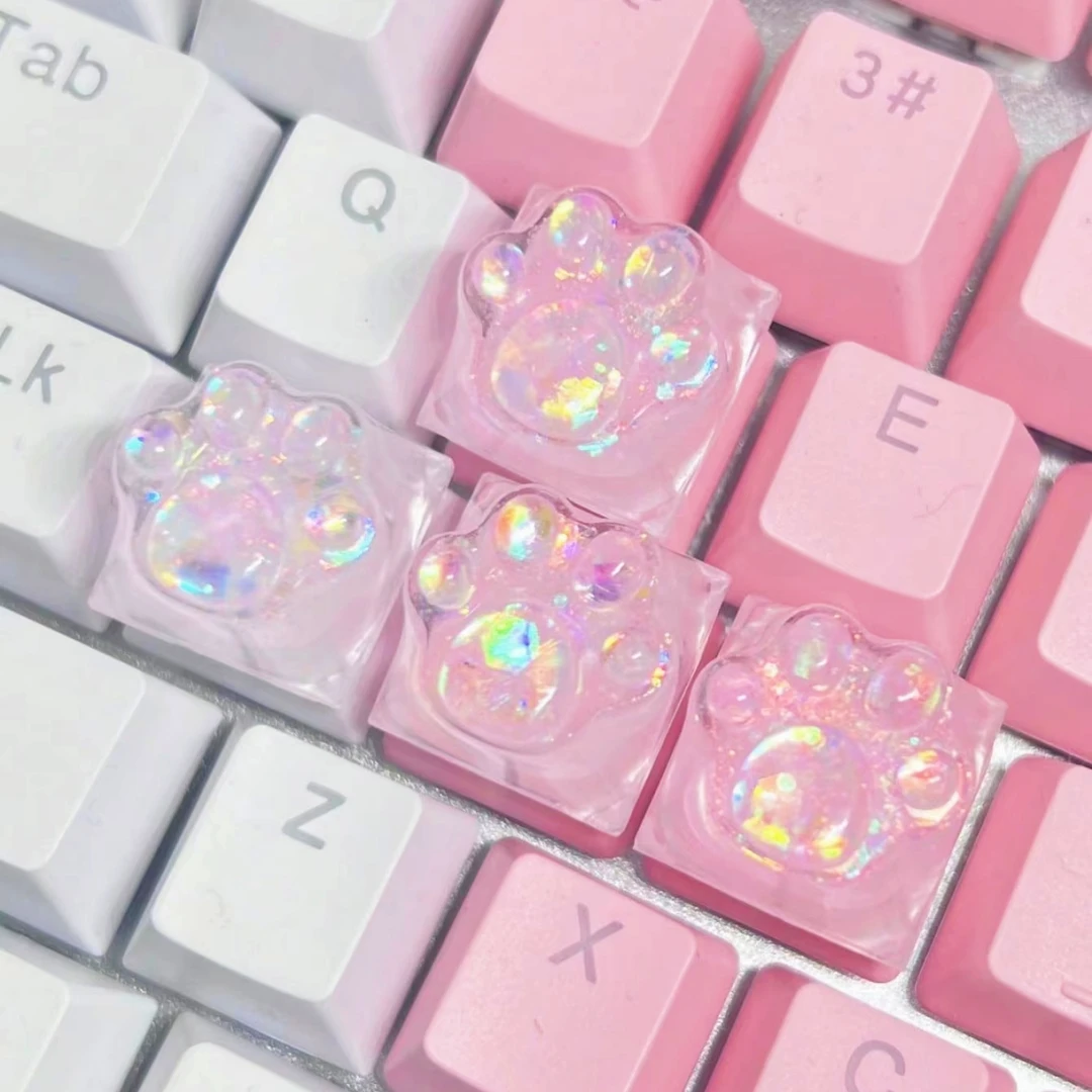 可爱个性猫爪键帽树脂透光立体键帽透明树脂键帽高颜值卡通创意