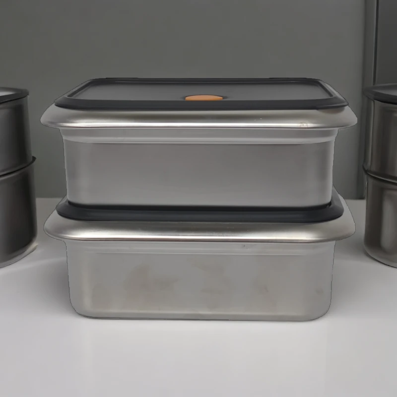 【C】金壕森皇冠316L不锈钢宽边款 约1200ml保鲜盒拍一发二