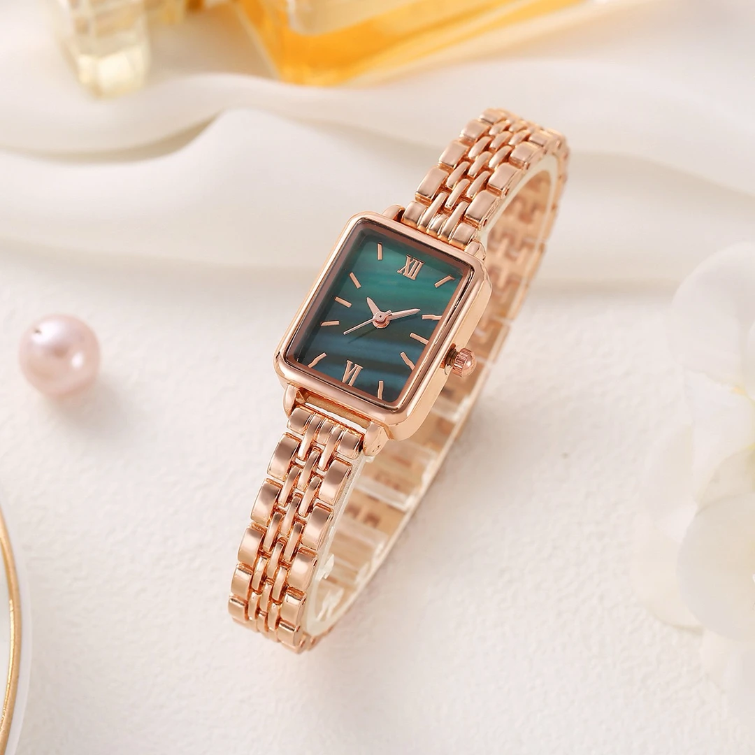 专柜直发祖母绿钢带女士小众轻奢百搭潮流时尚简约精致腕表a20