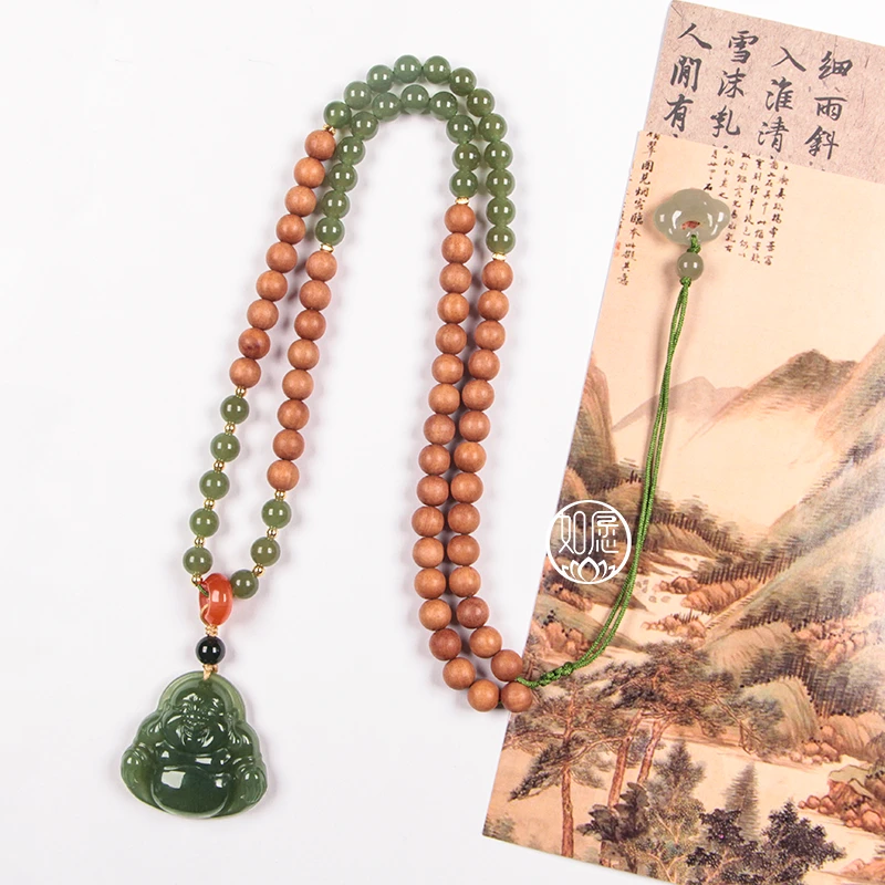 合金木质吊坠 长乐 新中式国风精美佛公吊坠气质女款项链雕刻