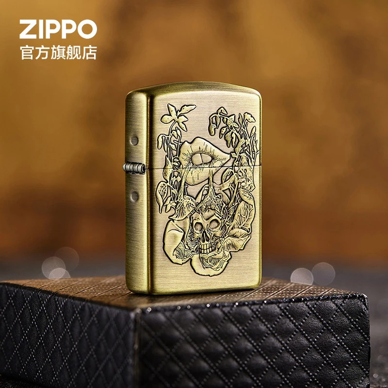 ZIPPO正品打火机致死方休拉丝古铜个性时尚高档防风男士暖心冬日