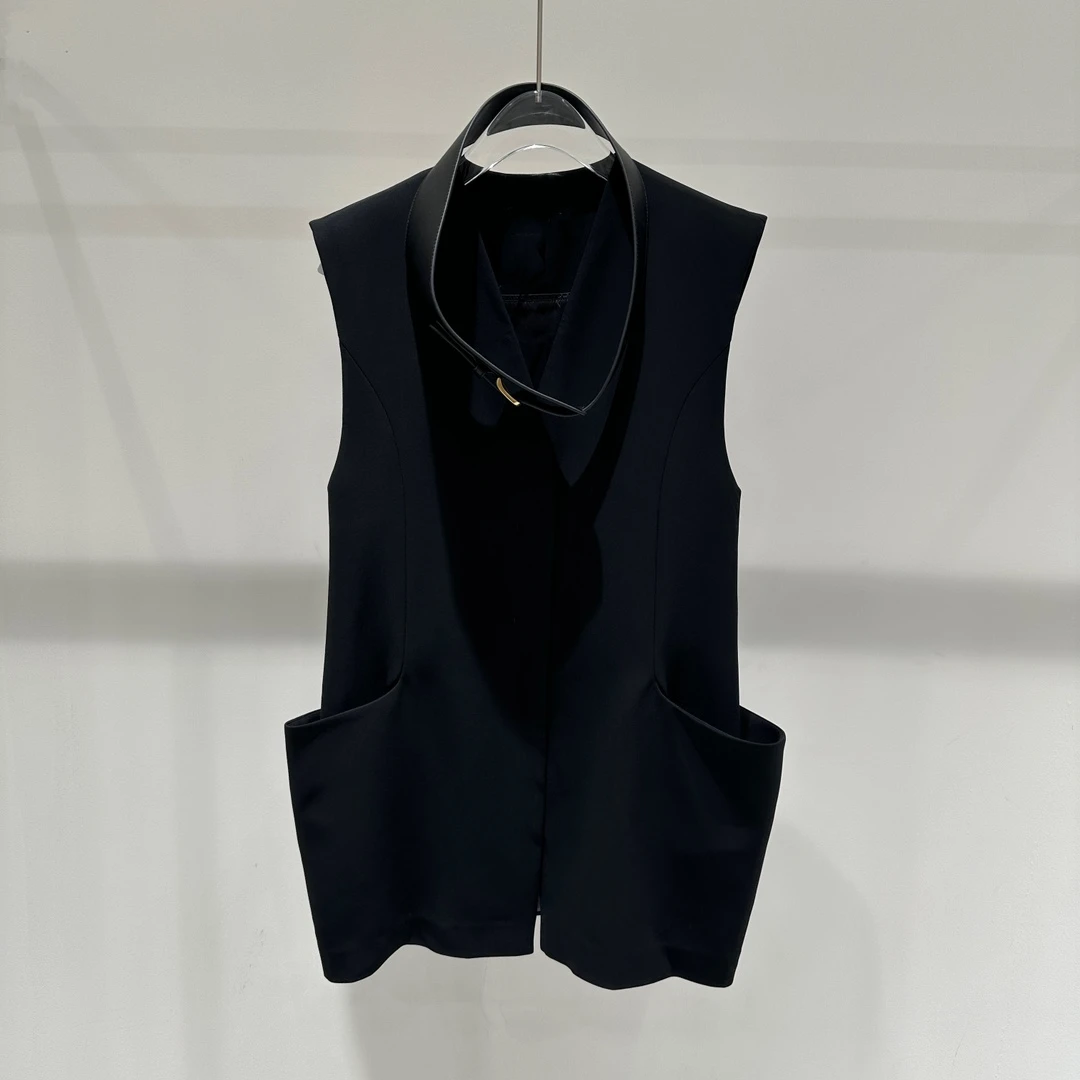 2024秋季新品配腰带无袖马甲连衣裙马夹女40811543