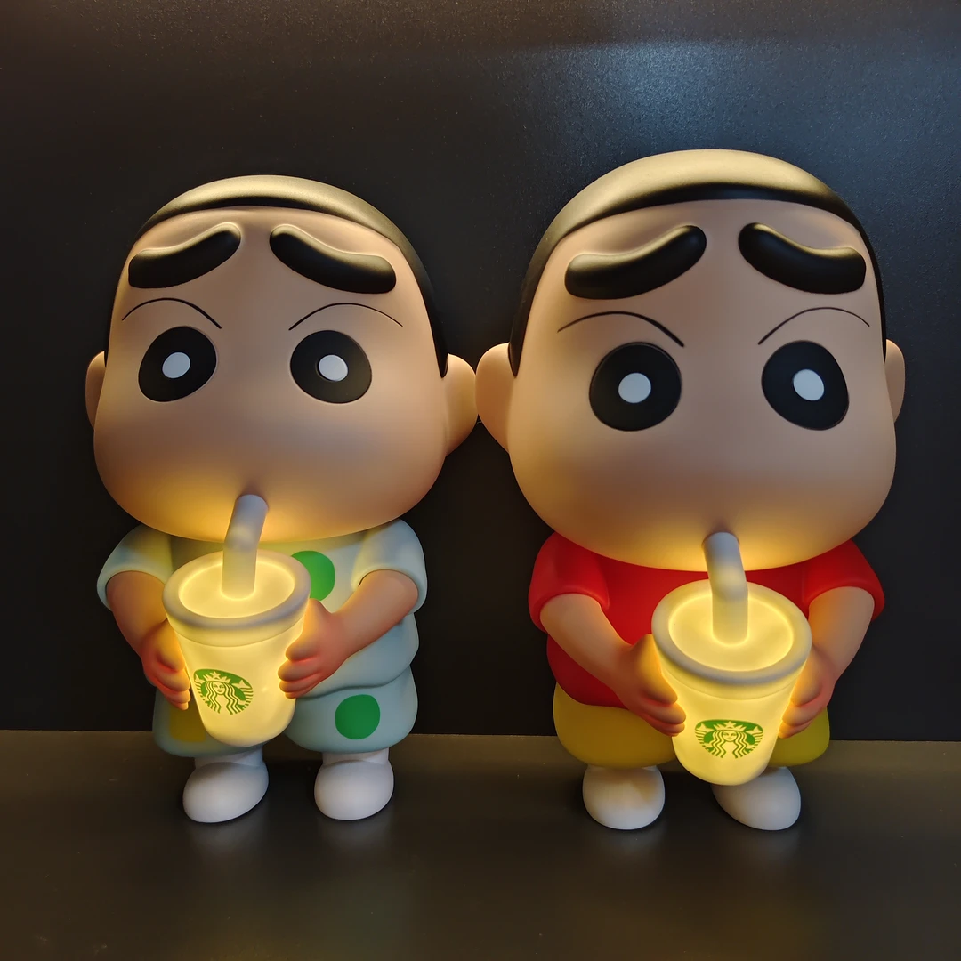 蜡笔小新喝星爸爸奶茶咖啡摆件新款动漫手办野原新之助摆件礼物