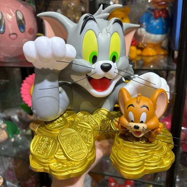 可爱创意礼品猫和老鼠汤姆杰瑞金币汉堡彩盒现货潮玩摆件