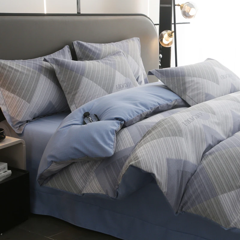 全棉加厚四件套一米八乘两米被套180cmx220cm纯棉磨毛被罩1.6x2.1