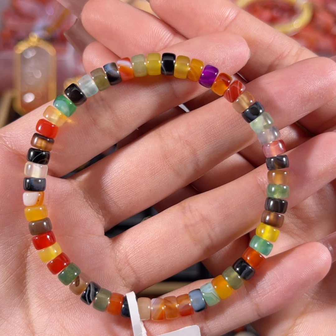 玛瑙/玉髓老改药片手串5.5左右。不退不换未镶嵌