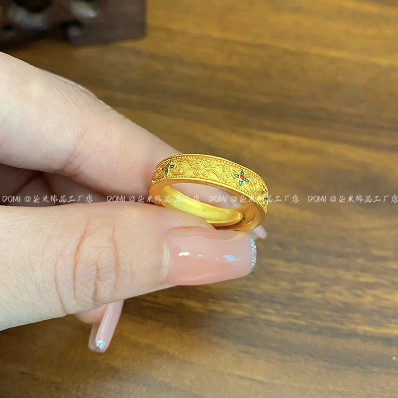 铜合金戒指 高品质 开口祥云四叶草珐琅彩戒指财运指环时尚女饰品