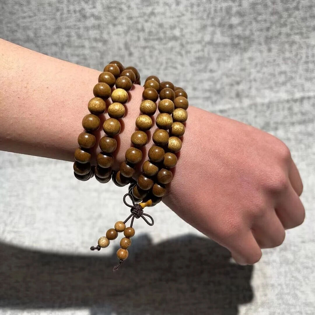 金丝楠木0.8/108药香多圈念珠手链脖挂