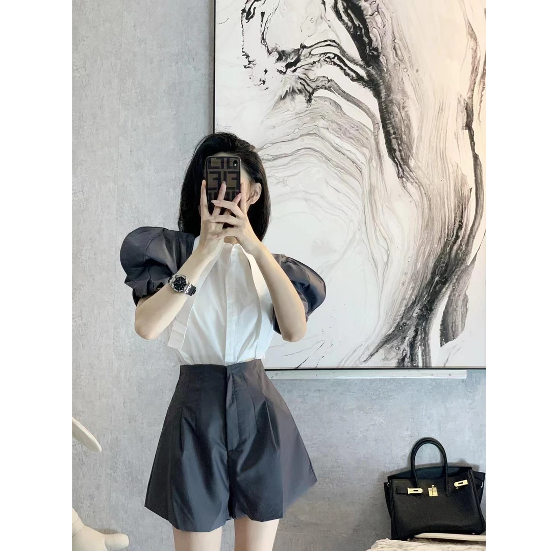 夏季小香风盐系炸街减龄港风复古休闲时尚高腰短裤两件套装女-唐